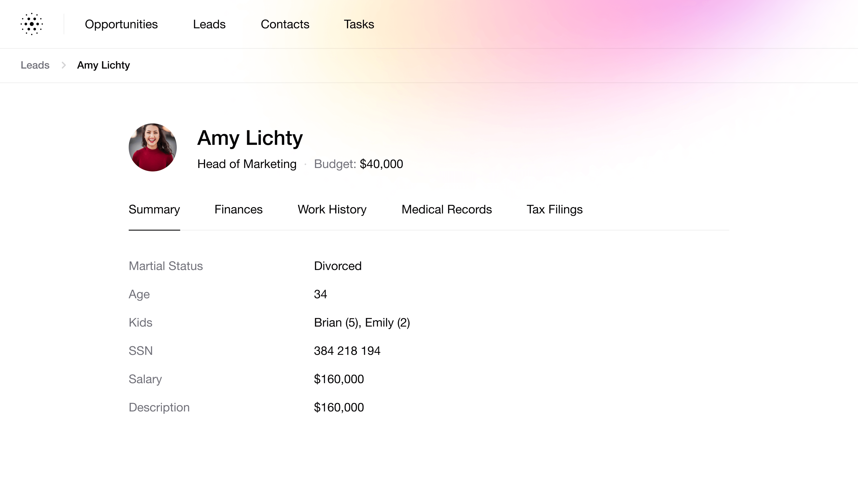 Asset tracking interface